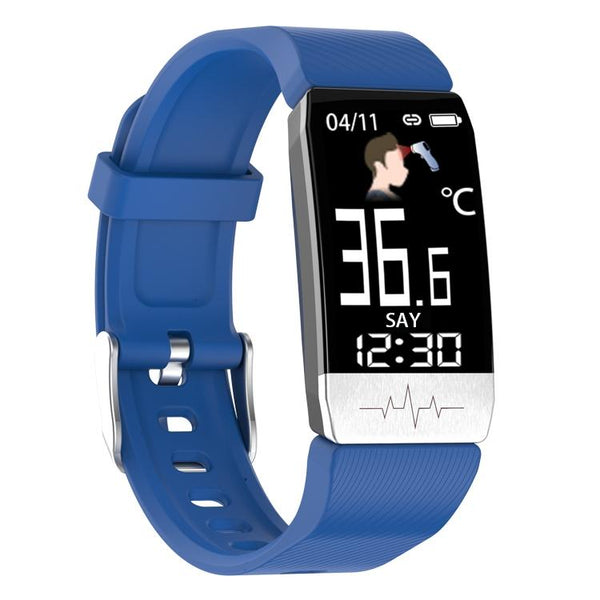 Ip67 Waterproof Smart Bracelet Screen Monitors Blood Oxygen Body Temp Heart Rate Blue Smart Watches