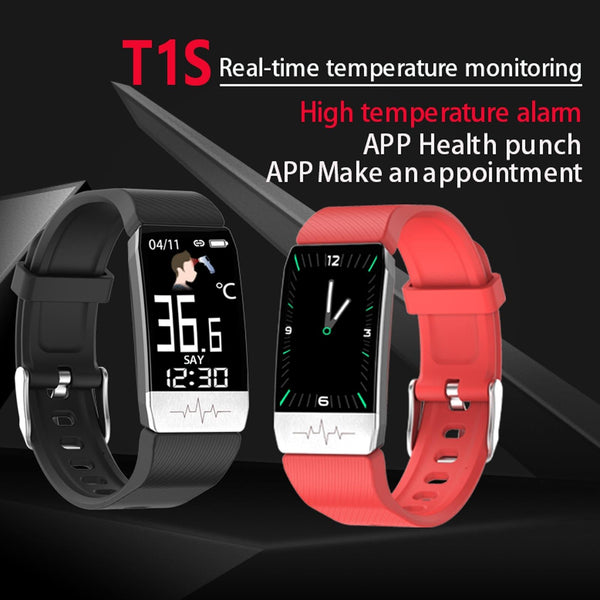 Ip67 Waterproof Smart Bracelet Screen Monitors Blood Oxygen Body Temp Heart Rate Blue Smart Watches