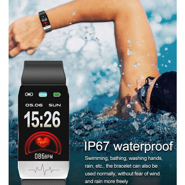 Ip67 Waterproof Smart Bracelet Screen Monitors Blood Oxygen Body Temp Heart Rate Blue Smart Watches