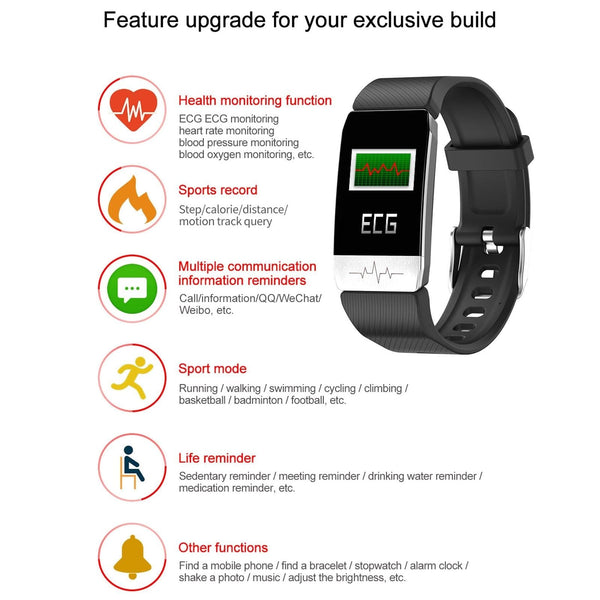 Ip67 Waterproof Smart Bracelet Screen Monitors Blood Oxygen Body Temp Heart Rate Blue Smart Watches