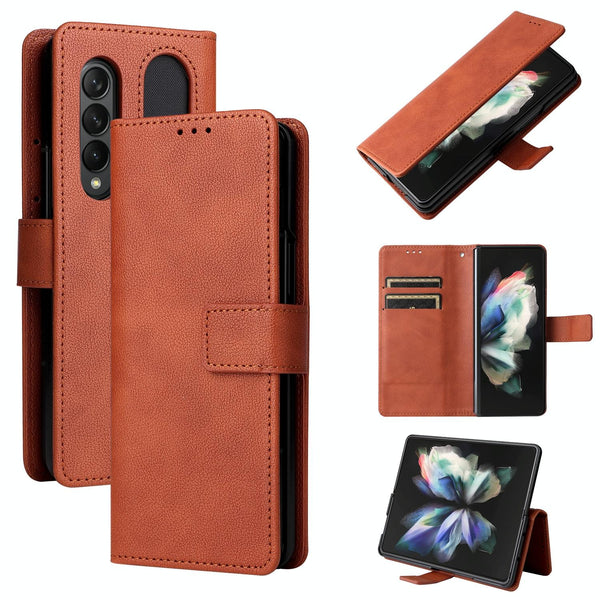 For Samsung Galaxy Z Fold4 5G Leather Flip Case With Pen Slot Brown Cases Covers & Skins