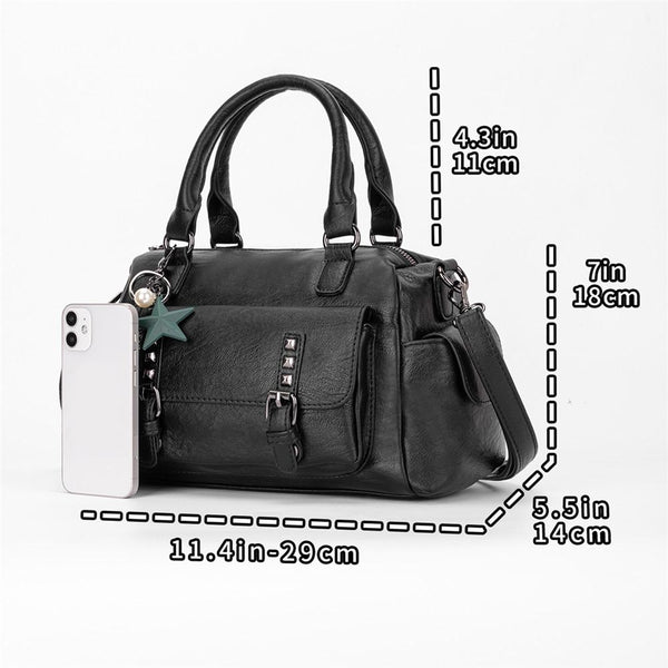 Large Capacity Crossbody Shoulder Bag In Pebbled Leather Black Women's Bags & Handbags