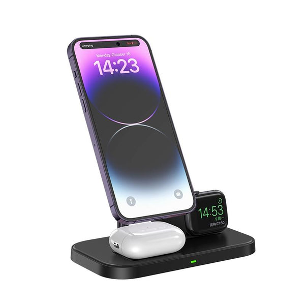 3 In 1 Magnetic Wireless Charger For Iphone & Airpods Black Chargers & Cradles