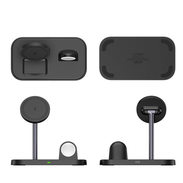 3 In 1 Magnetic Wireless Charger For Iphone & Airpods Black Chargers & Cradles