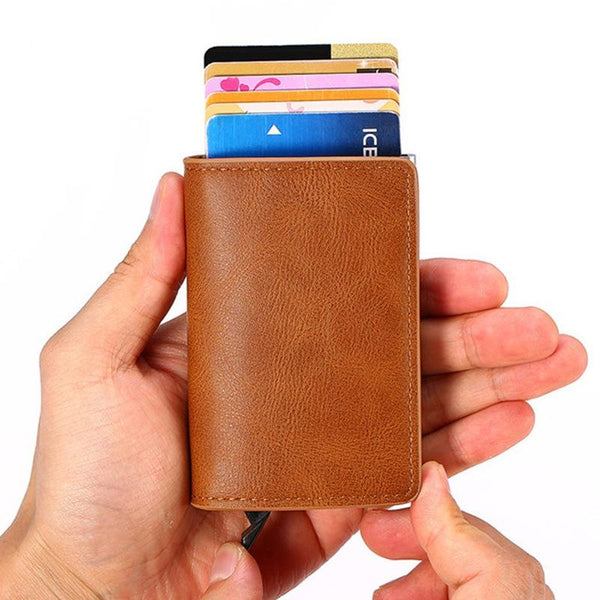 Automatic Rfid Blocking Card Holder With Coin Pocket Black Wallets