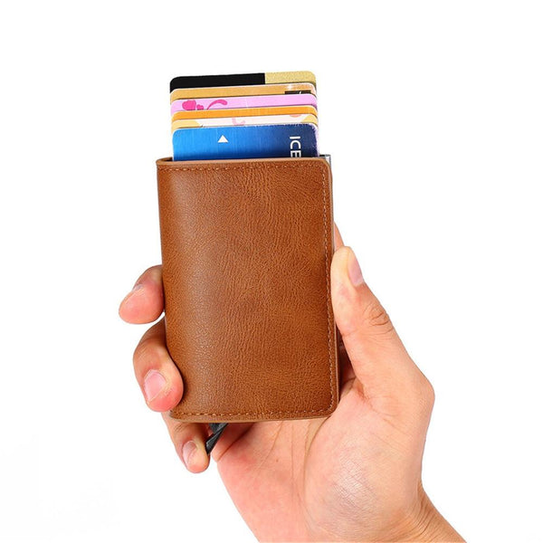 Automatic Rfid Blocking Card Holder With Coin Pocket Black Wallets