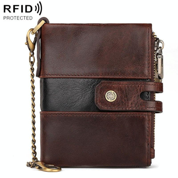Mens Retro Coin Purse With Rfid Protection Brown Wallets