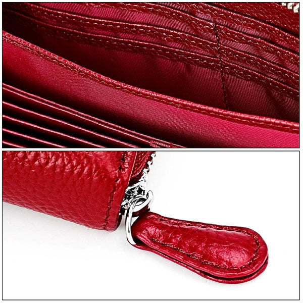 Stylish Rfid Clutch With Zipper Lychee Texture Purple Wallets