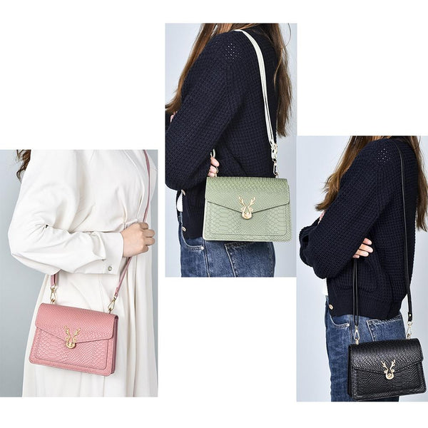 Stylish Crocodile Leather Crossbody Phone Bag Orange Women's Bags & Handbags