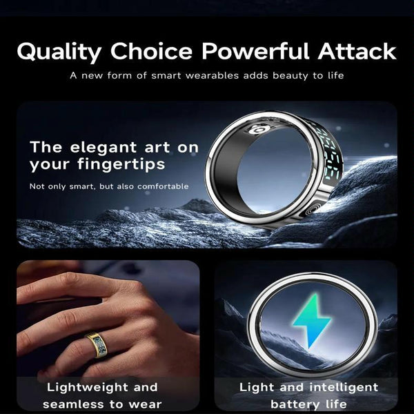 Smart Ring Hand Gestures Health Monitoring Sports Modes Size 10 Silver Activity Trackers