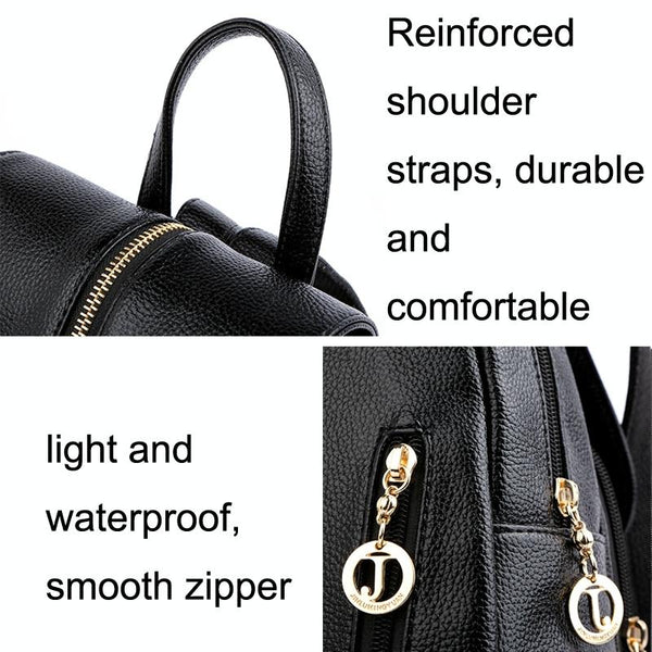 Leather Travel Backpack Anti Theft Compact Black Backpacks