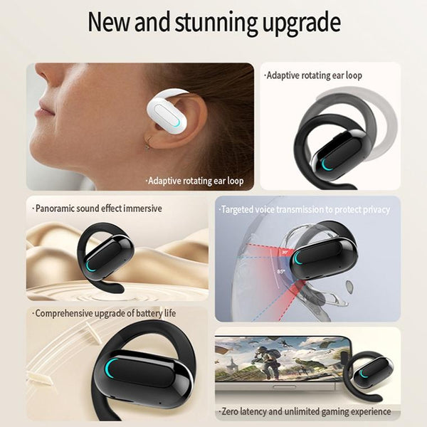 M F9 Rotatable Ear Mounted Enc Call Noise Reduction Bluetooth Stereo Sports Earphones White Earbuds