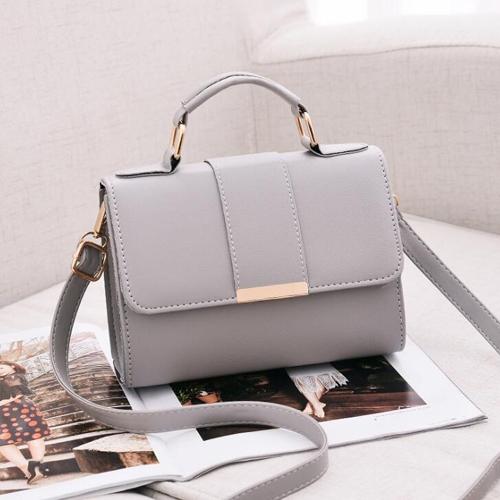 Women Small Leather Shoulder Bag Flap Crossbody Messenger Gray Women's Bags & Handbags