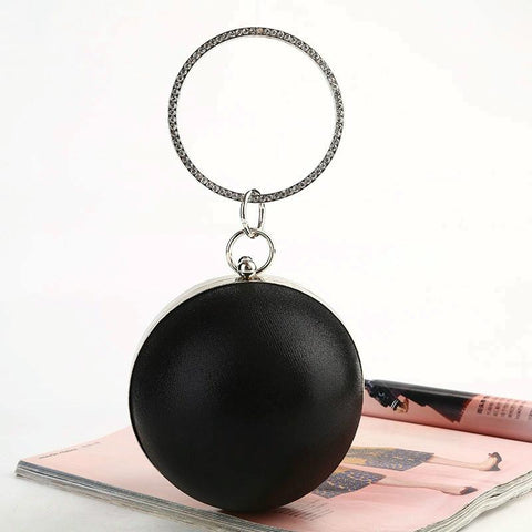 Chic Round Ball Clutch For Evening Events Black Women's Bags & Handbags
