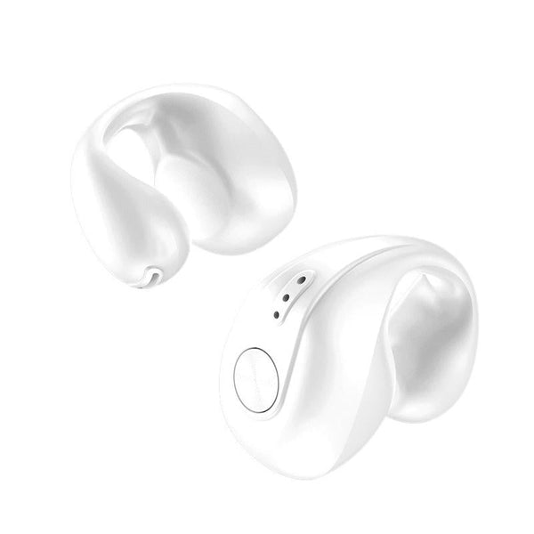 Wireless Dual Ear Bone Conduction Bluetooth Earphones Mini Sport Clip White Earbuds