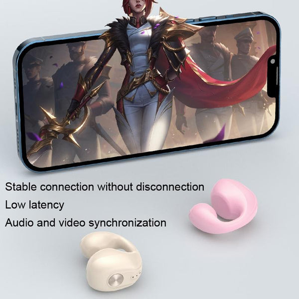 Wireless Dual Ear Bone Conduction Bluetooth Earphones Mini Sport Clip White Earbuds