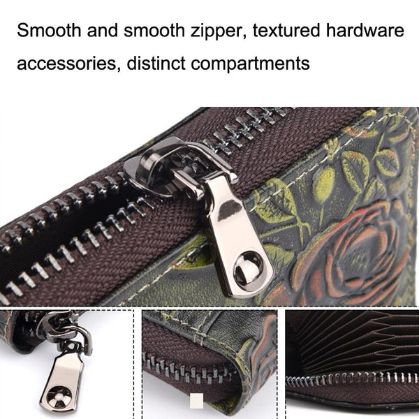 Hand Painted Leather Card Holder Silver Wallets