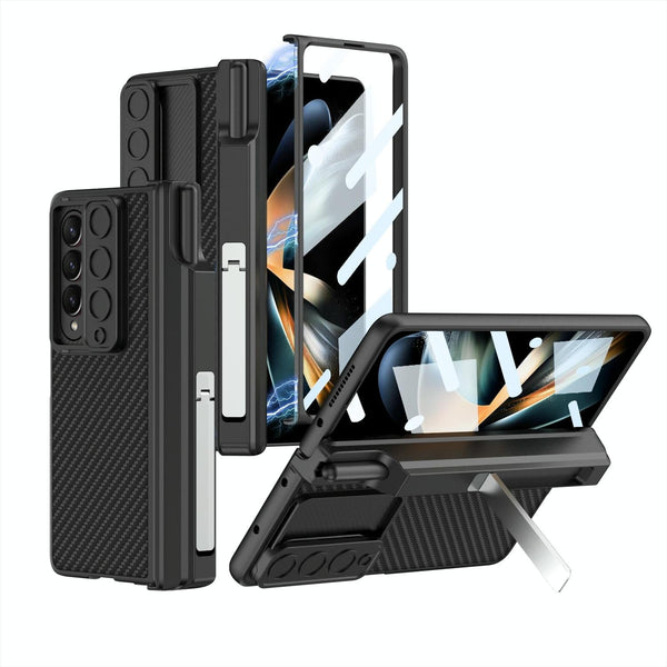 For Samsung Galaxy Z Fold4 5G Magnetic Leather Flip Case With Holder Silver Cases Covers & Skins