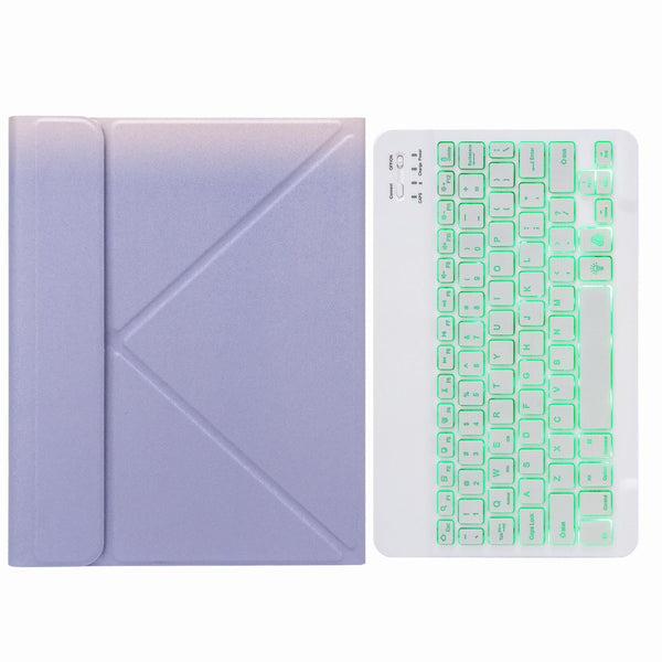 Bluetooth Keyboard Leather Case For Ipad 10.2 / 10.5 With Monochrome Backlight & Three Fold Holder Purple Keyboards