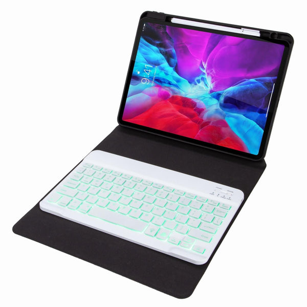 Bluetooth Keyboard Leather Case For Ipad 10.2 / 10.5 With Monochrome Backlight & Three Fold Holder Purple Keyboards