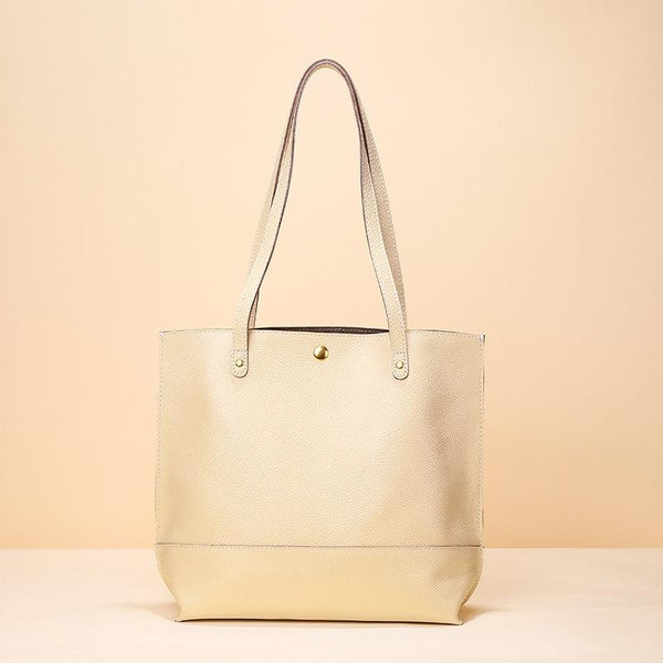 Stylish Leather Tote For Women Beige Women's Bags & Handbags
