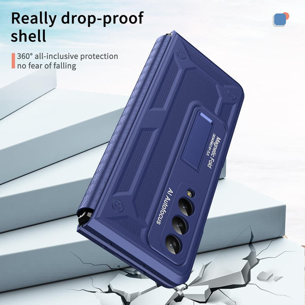 Telescopic Hinge Foldable Phone Case With Stand For Samsung Galaxy Z Fold4 5G Blue Other Mobile Accessories