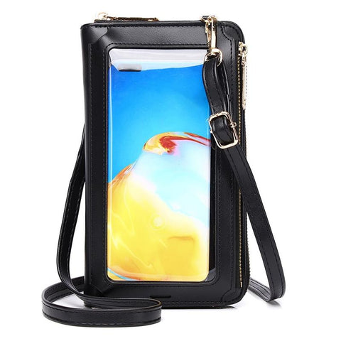 Touch Screen Cross Body Phone Bag Large Capacity Black Bags