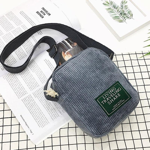 Striped Velvet Crossbody Bag Versatile & Simple Grey Women's Bags & Handbags