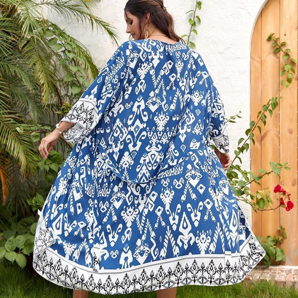 Ladies Beach Printed Shawl Vacation Bikini Sun Protection Cardigan Blouse Size One Black 3816 Scarves & Wraps