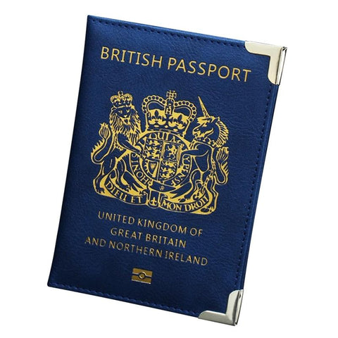 Dark Blue Leather Passport Cover With Metal Feet Other Travel Accessories