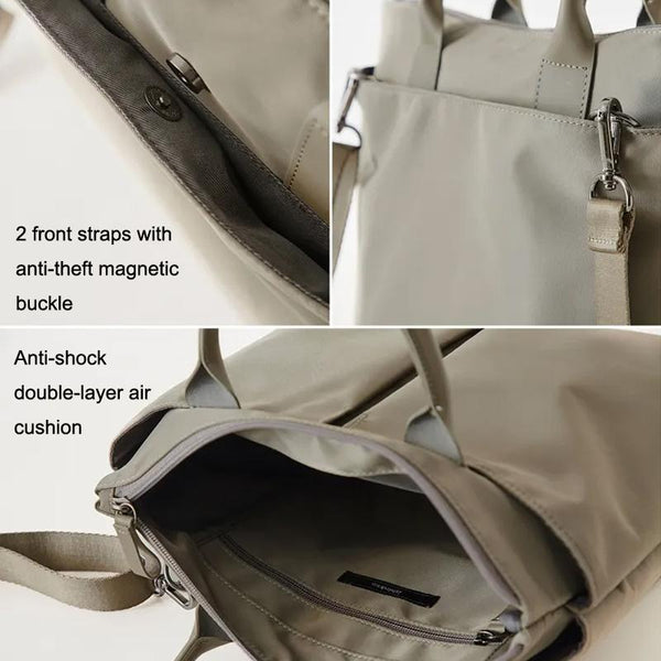 Versatile Business Briefcase Large Capacity Messenger Bag Khaki + Gray Pu Power Women's Bags & Handbags
