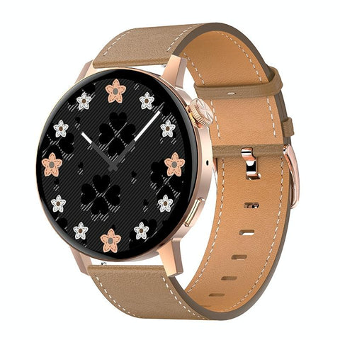 Smart Leather Watch With Colour Screen Gold Smart Watches