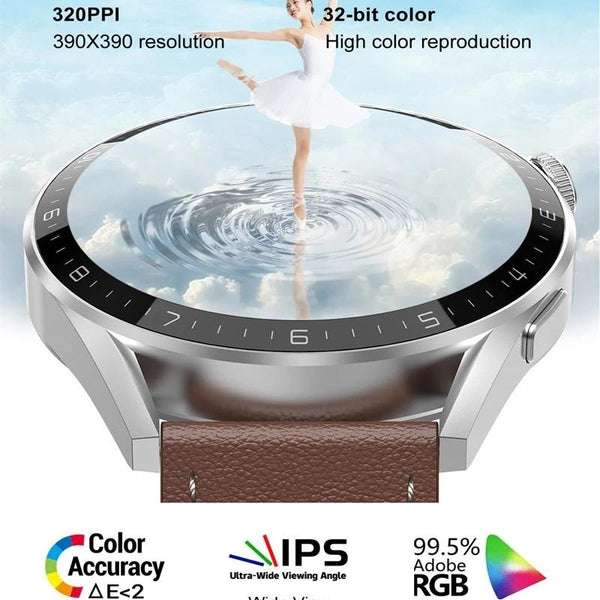 Smart Leather Watch With Colour Screen Gold Smart Watches
