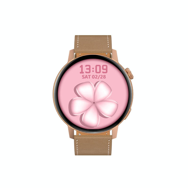 Smart Leather Watch With Colour Screen Gold Smart Watches