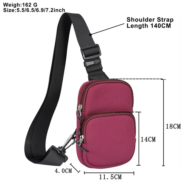 Universal Nylon Chest Bag For 5.5 Inch 7.2 Phones Fashionable And Functional Green Bags