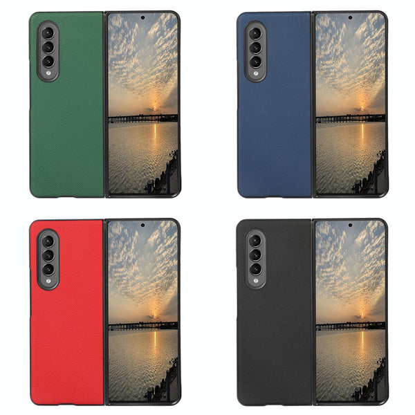 For Samsung Galaxy Z Fold4 5G Cross Texture Pu Leather Case Blue Other Mobile Accessories