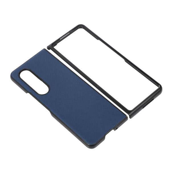 For Samsung Galaxy Z Fold4 5G Cross Texture Pu Leather Case Blue Other Mobile Accessories