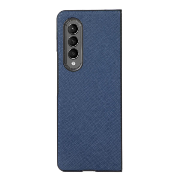 For Samsung Galaxy Z Fold4 5G Cross Texture Pu Leather Case Blue Other Mobile Accessories