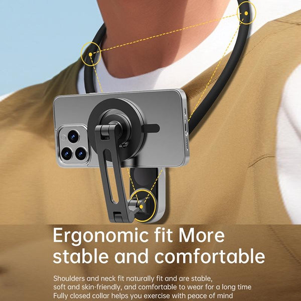 Versatile Magnetic Neck Holder For Phones And Action Cameras_Beige Other Camera & Photo Accs