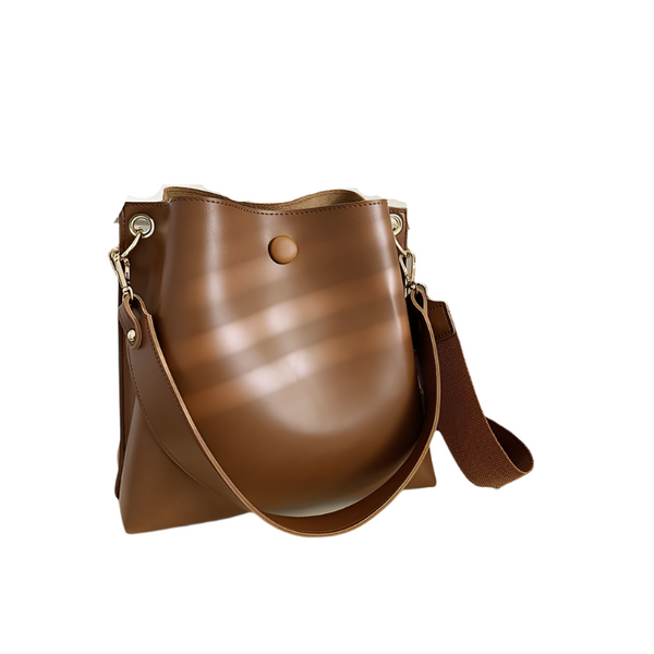 Retro Wide Strap Crossbody Bucket Bag For Women Brown Women's Bags & Handbags