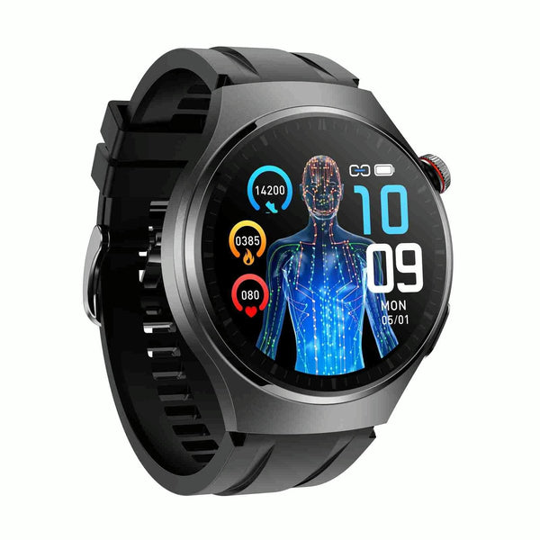 1.43 Inch Amoled Ip67 Smart Call Watch Support Ecg / Body Temperature Blood Glucose Monitoring Black Smart Watches