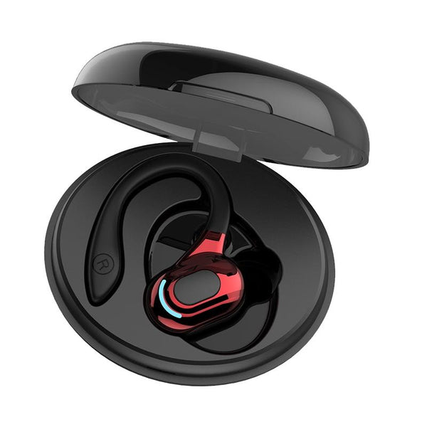 F8 Hanging Ear Stereo Wireless Bluetooth Earphone With Charging Bin Red Single Earbuds