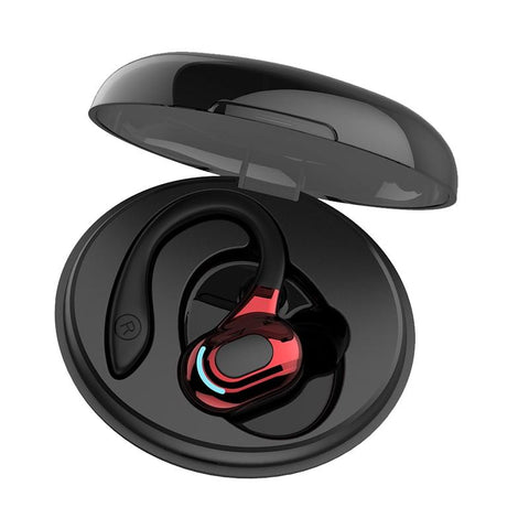 F8 Hanging Ear Stereo Wireless Bluetooth Earphone With Charging Bin Red Single Earbuds