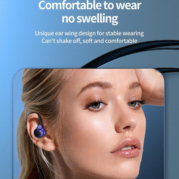 F8 Hanging Ear Stereo Wireless Bluetooth Earphone With Charging Bin Red Single Earbuds