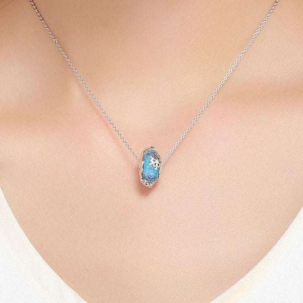 925 Sterling Silver Snowflakes Glass Bead Bracelet Charms Light Blue Charms & Pendants