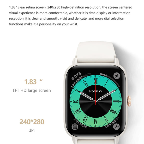 1.83 Inch Bt5.2 Smart Sport Watch With Bluetooth Call Sleep & Health Monitor White Smart Watches