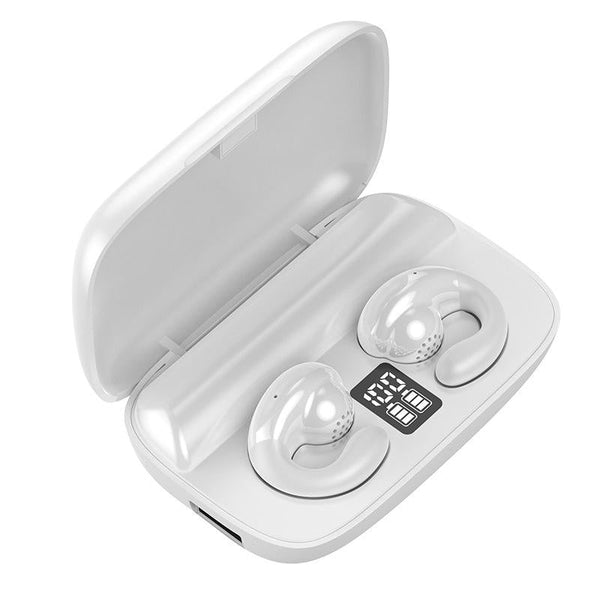 S19 Wireless Ear Clip Noise Reduction Bluetooth Bone Conduction Delay Earphones White Earbuds