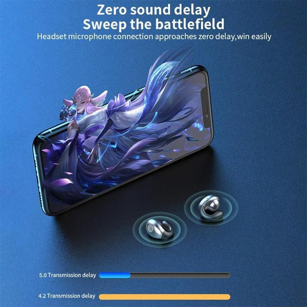 S19 Wireless Ear Clip Noise Reduction Bluetooth Bone Conduction Delay Earphones White Earbuds