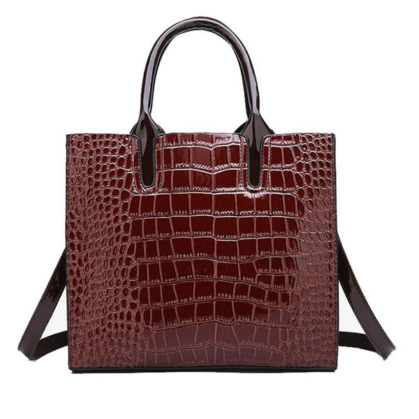 Versatile Crocodile Pattern Shoulder Bag For Women 3 In 1 Design Brown Women's Bags & Handbags
