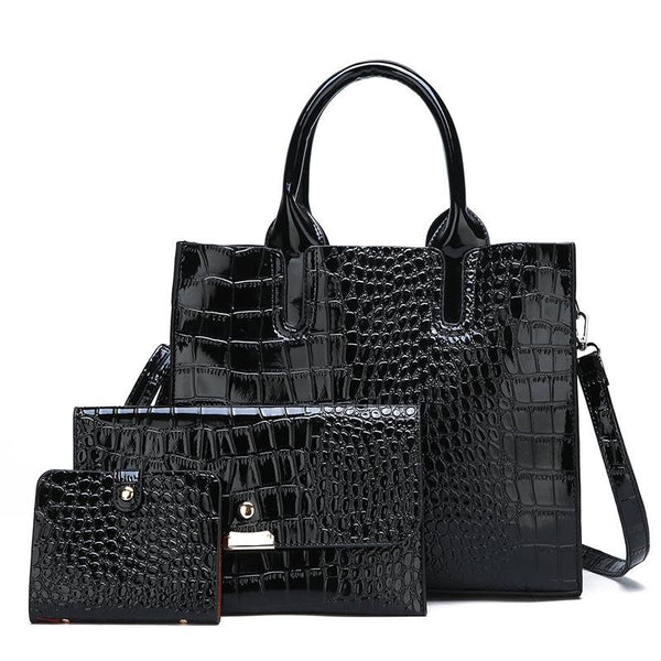 Versatile Crocodile Pattern Shoulder Bag For Women 3 In 1 Design Brown Women's Bags & Handbags